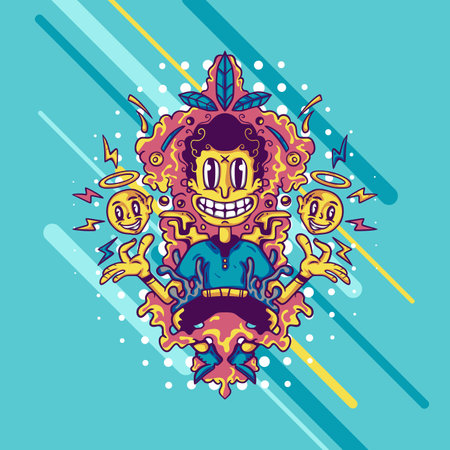 Happy Meditation Illustration for merchandise, apparel or otherのイラスト素材
