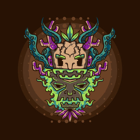 tentacle totem Illustration for merchandise, apparel or otherのイラスト素材