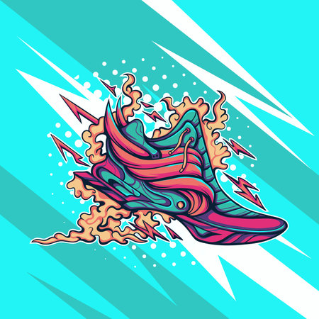 Vector illustration of a shoe in the shape of a sea wave.のイラスト素材