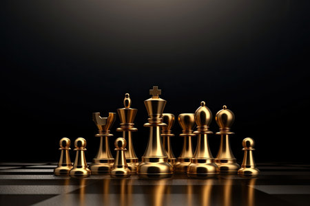 Intense chess game on tabletop evokes challenge, fun, competition, and strategy.の素材