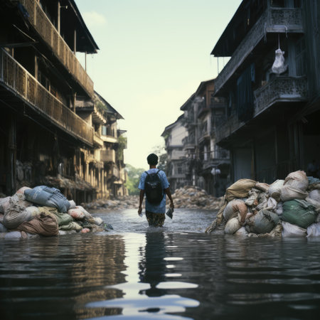 Modern Glass Building Reflecting Cityscape and Waterの素材