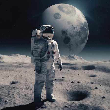 Astronaut Standing Under the Night Sky, Exploring the Cosmosの素材