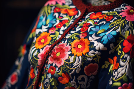 Abstract Macro Textile Design with Vibrant Floral Patternの素材