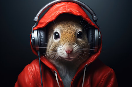 Close-up Portrait of a Red Mammal with Dark Color and Intense Eye Contactの素材
