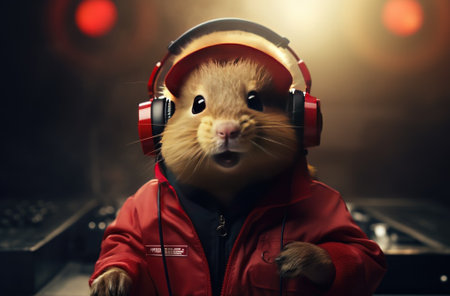 Colorful Close-up Portrait of Red Animal and Humanの素材