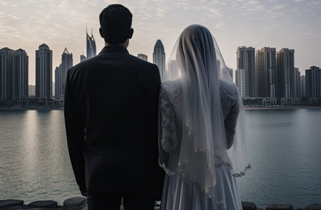 A Stunning Urban Skyline Reflecting in the Glass High-Rise Buildingの素材