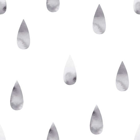 Watercolor hand-drawn color seamless childish simple pattern for kids with cute drops in Scandinavian style on a white background. Baby pattern with drops. Fabric design. Wallpaper.の写真素材