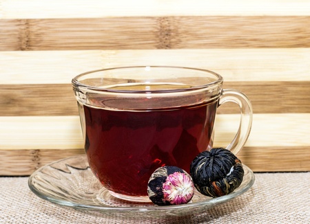 Chinese tea cups on the backgroundの写真素材