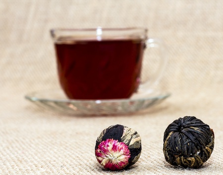 Chinese tea cups on the backgroundの写真素材