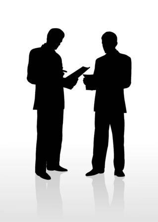 2 businessman reads document,   illustrationのイラスト素材