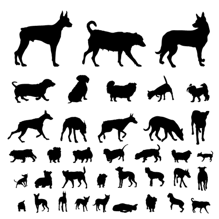 Dog silhouettes set, illustrationのイラスト素材