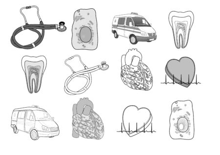 medicine picture set for design, illustrationのイラスト素材