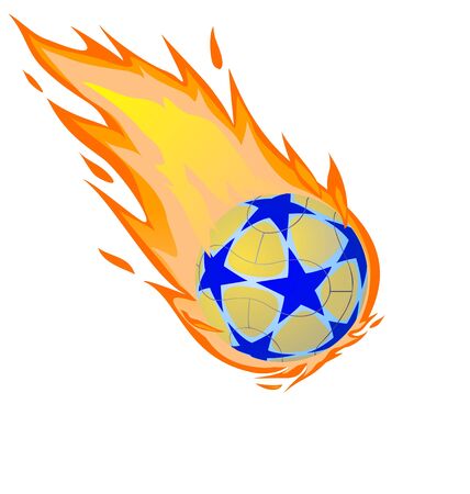 Fiery soccer ball on the white background, vector illustrationのイラスト素材