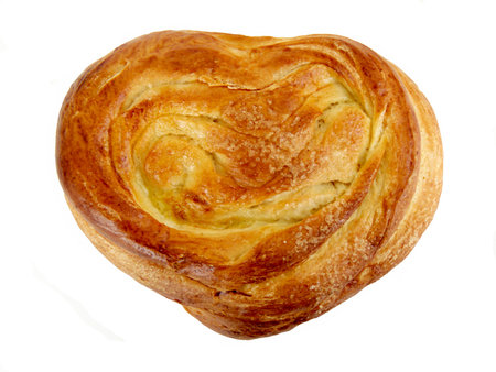 The appetizing ruddy roll on a white background, isolatedの写真素材