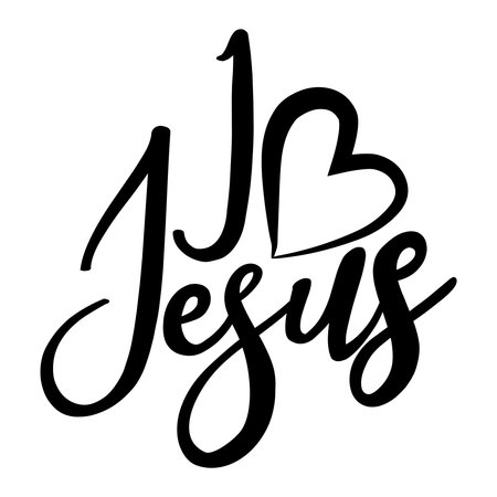 I love Jesus - Hand written Vector calligraphy text lettering Christianity quote for design. Typography poster.のイラスト素材