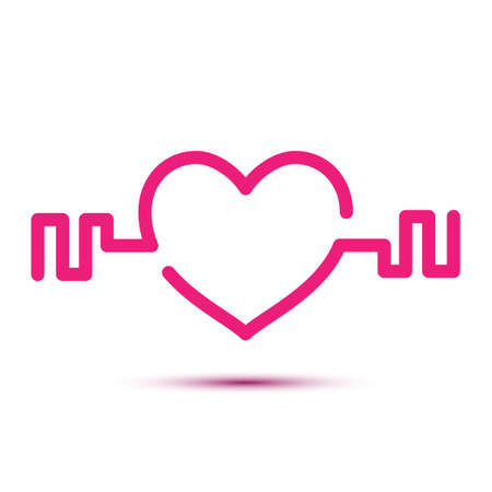 Gym love heart logo - lovely gym or sport business emblem, logo. Gym wisdom or t-shirt. Motivation poster. Modern vector design.のイラスト素材
