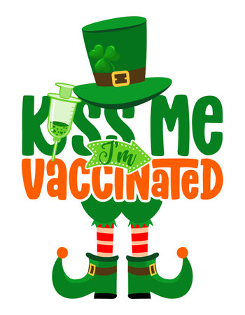Kiss me I am Vaccinated - Social distancing poster with text for self quarantine. Hand letter script motivation Valentine's day message.のイラスト素材