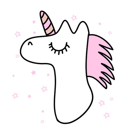 Always be a Unicorn - funny vector  unicorn drawing in nordic style. Lettering poster or t-shirt textile graphic design. Cute unicorn character illustration. Nursery room decoration.のイラスト素材