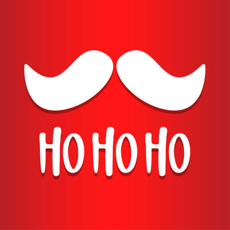 Ho Ho Ho - banner with free copy space. Xmas sale. Santa Claus message banner. Red Santa Claus suit, leather belt with gold buckle, white beard, concept for Christmas greeting or invitation card.のイラスト素材