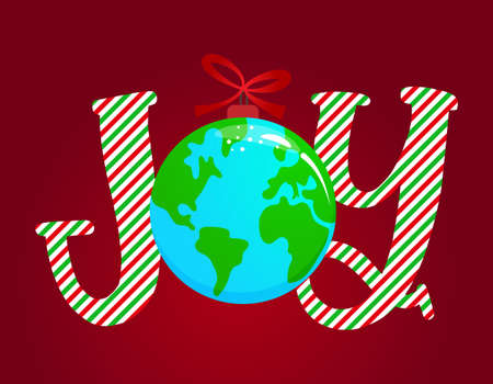 Joy - text on red velvet background. Greeting card text Calligraphy phrase for Christmas or other gift. Xmas greetings cards, invitations. Holiday quotes.のイラスト素材