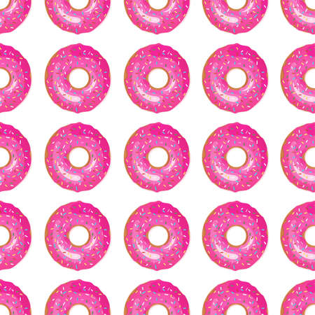 Donut seamless pattern with glazed donuts - funny hand drawn doodle, seamless pattern.のイラスト素材
