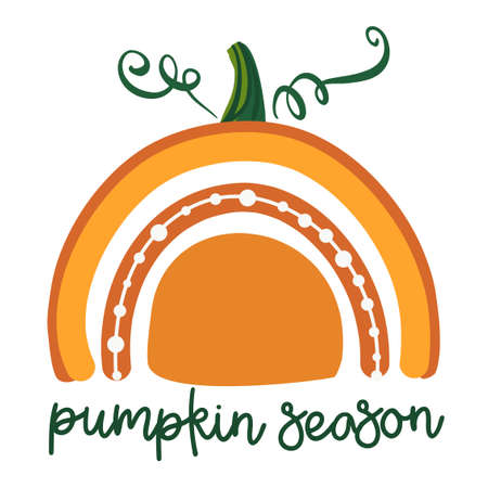 Pumpkin Season - Religion quote Thanksgiving day, Halloween lettering message. Handwritten modern brush calligraphy for fall. Good for home decor, posters, cards. Autumn sticker.のイラスト素材