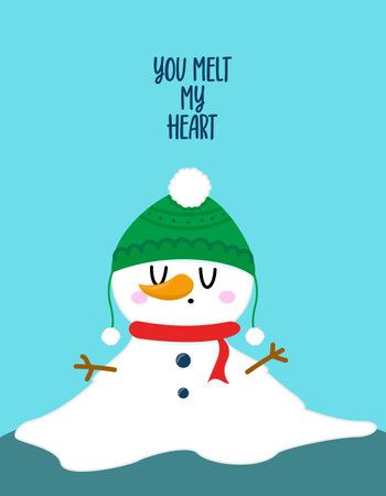You melt my Heart - greeting card with phrase for Christmas. Hand drawn lettering for Xmas greetings cards, invitations. Good for t-shirt, mug, gift, printing press. Valentine's Day Card.のイラスト素材