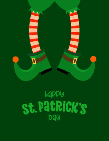 Happy Saint Patrick's Day - Funny Leprechaun's legs. Hand drawn lettering for Paddy greeting cards, invitations. Good for t-shirt, mug, gift, printing press. Little Dwarf.のイラスト素材