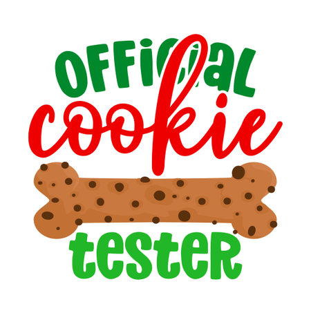 Official cookie tester - Calligraphy phrase for Christmas. Hand drawn lettering for Xmas greeting cards, invitation. Good for t-shirt, mug, scrap booking, gift, printing press. Holのイラスト素材