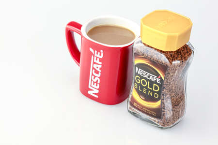 KUALA LUMPUR, MALAYSIA - APRIL 16, 2016: Nescafe Gold Blend instant coffee.のeditorial素材