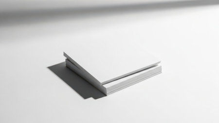 A sleek, minimalist book display showcasing a single book with a clean, angular design. The display is set against a plain white background, emphasizing the simplicity and elegance of the setup. The book is positioned at an angle, highlighting its cover and spine.の素材