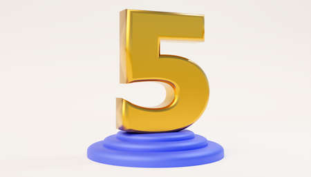 The 3d rendering celebrates its fifth anniversary on a white backgroundの写真素材