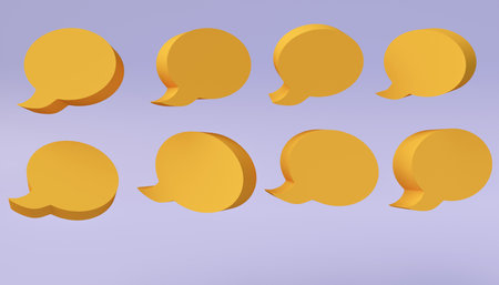 3D illustration of multidirectional speech bubblesの写真素材