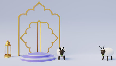 podium ornaments for Eid al-Adha or Eid Hajj, the big day of Muslimsの写真素材