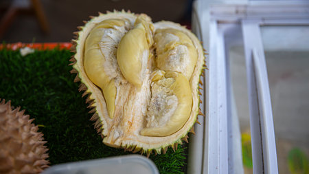 Close up of Montong durian ready to eat, duren montong