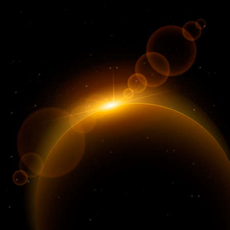 Ray sunlight in cosmos over Earth.のイラスト素材