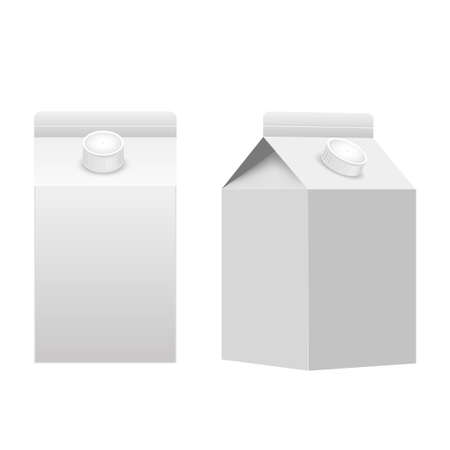 Milk or juice carton packaging white blank box isolated.のイラスト素材