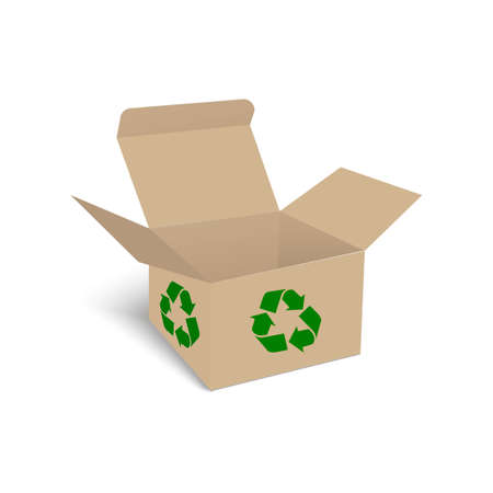 Blank cardboard box for trash of garbage. Recycle box Vector.のイラスト素材