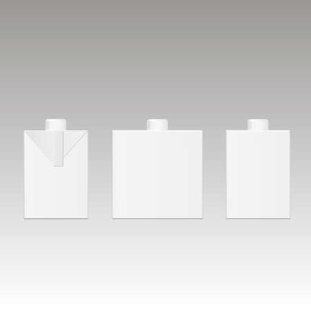 Milk or juice carton packaging package box white blank isolated. Vector.のイラスト素材
