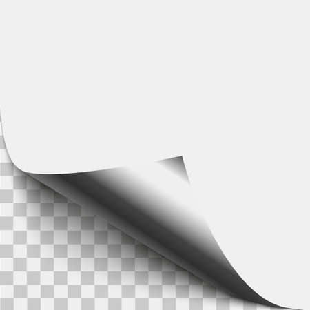 Silver page corner peel. Silver page curled fold with shadow. Blank sheet of folded sticky paper note. Vector illustration sticker peel for advertising and promotional message isolated on white background.のイラスト素材