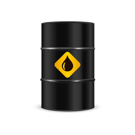 Blank realistic black oil barrel. Vector.のイラスト素材