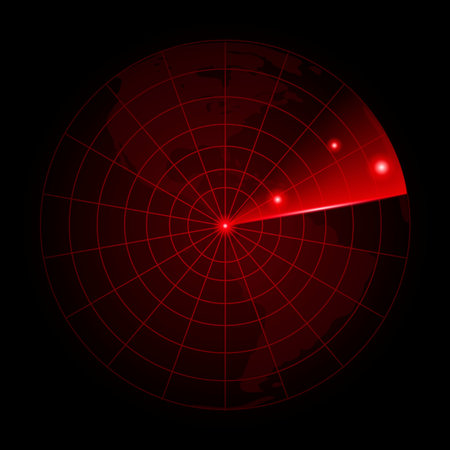 Realistic vector radar in searching.  Radar with the aims on itVector.のイラスト素材