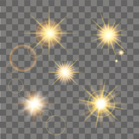 Yellow star burst with sparkles. Vector illustration.のイラスト素材