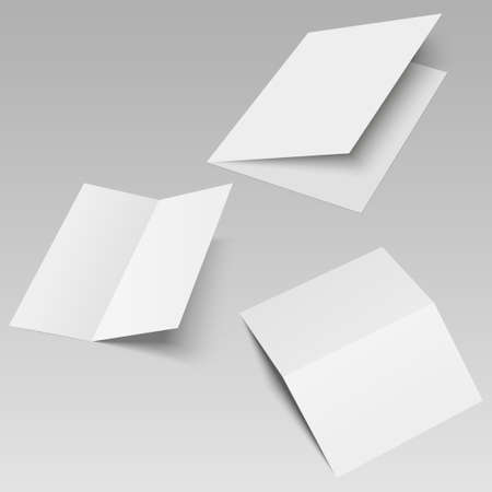 Mockup opened magazine, journal, booklet, postcard, flyer, business card or brochure . Vector Illustrationのイラスト素材