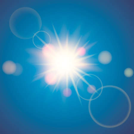 Abstract background with summer sun, lights and lens flares. Vector.のイラスト素材