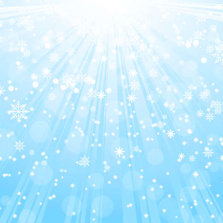Abstract Christmas background with sun rays and snow vector.のイラスト素材