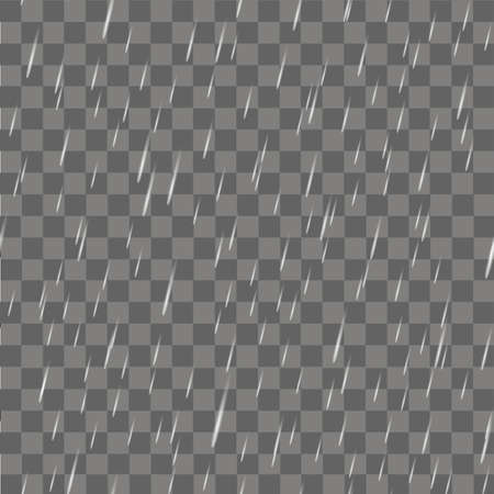 Realistic rain or water raindrops on transparent background. Vector.のイラスト素材