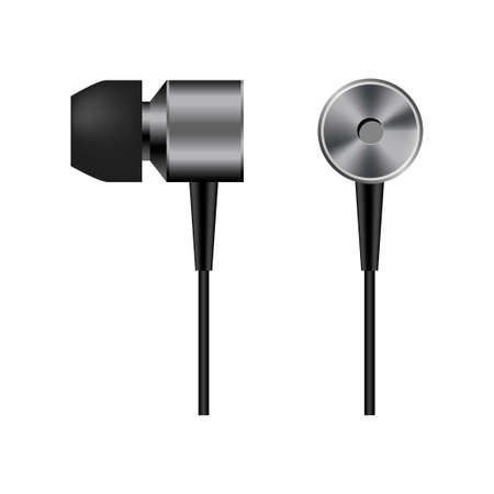 Template black and metalic headphone. vector.のイラスト素材