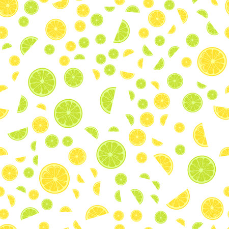 Seamless pattern with lemon slices. Vector background.