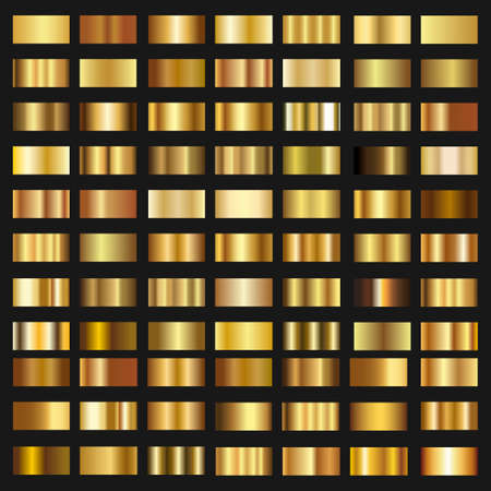 Set of Gold gradient background vector texture metallic illustration.のイラスト素材